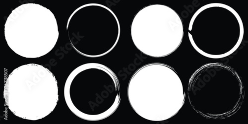 vector set of Blue grunge circle brush vector illustration. Abstract blue paint brushstroke circles pack. Set of blue brush circle. Set of circle, blue paint, ink, dirty brush strokes. rough brush 