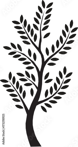Olive plant silhouette icon isolated. On white background.