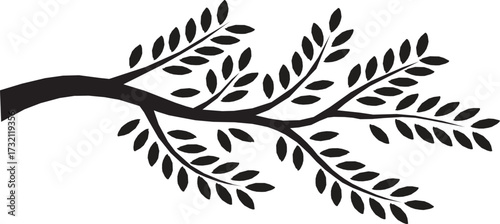 Natural tree branch silhouette on a white background. Natural branch on a white.
