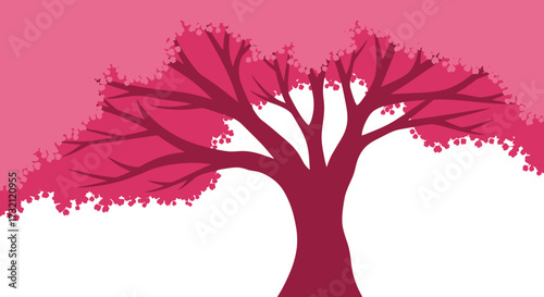 Pink tree illustration against white