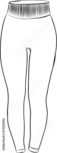 High Waisted Women's Sport Pants Fashion Line Drawing