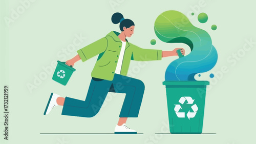woman  with recycling sign