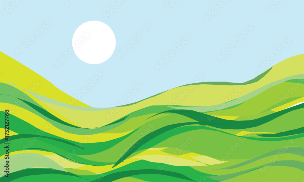 Obraz premium abstract green wave land design illustration.eps