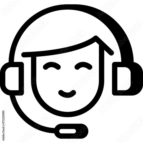 Customer support, operator with headset icon