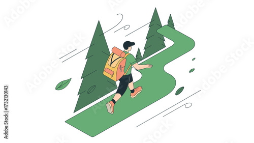 vector illustration of a young man jumping