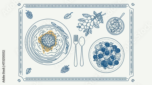 blue and white background food