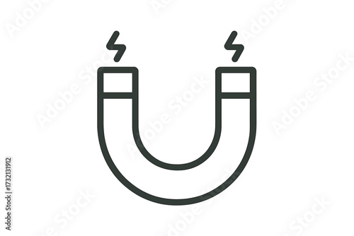 Magnet line icon. Horseshoe magnet symbol. Editable stroke. Concept of magnetism, attraction, magnetic force. Lead generation and customer retention metaphor for marketing.