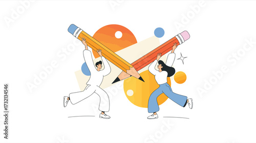 vector illustration of a boy and a girl