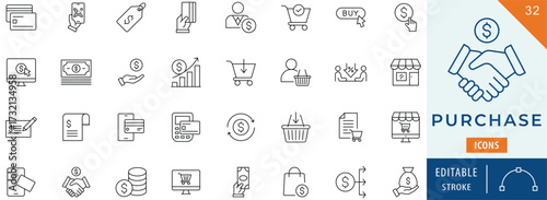 Purchase icon collection set. Editable stroke.