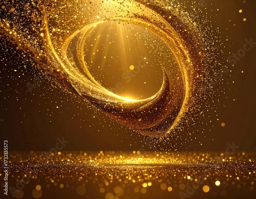 Golden swirling particles, elegant backdrop