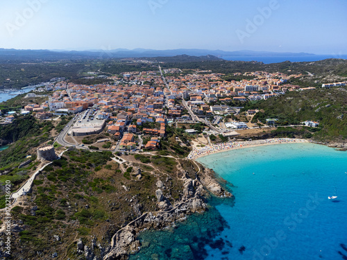 Aerial view of Santa Teresa di Gallura and Rena Bianca beach