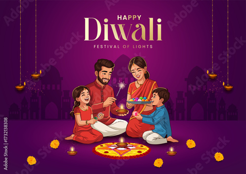 Diwali Festival Vector Design with Bright Colorful Patterns