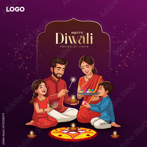 Diwali Festival Vector Design with Bright Colorful Patterns