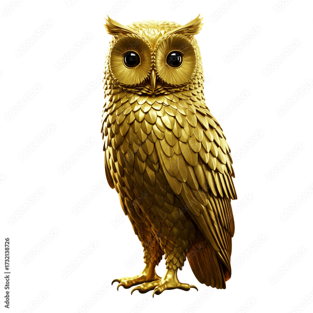 Obraz premium Golden Owl with Detailed Feathers, isolated on transparent background