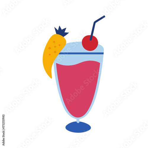 tropical cocktail glass with fruit garnish