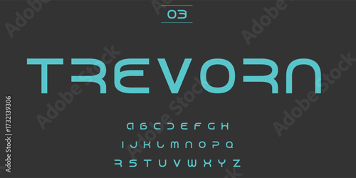 Modern futuristic font trevorn display alphabet design