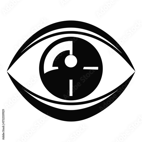 Black Silhouette of an Eye with a Target Reticle in the Pupil vision sight