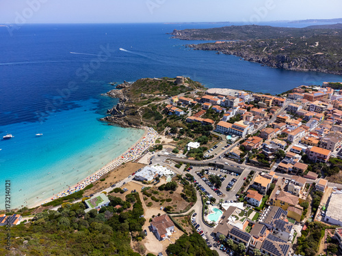Aerial view of Santa Teresa di Gallura and Rena Bianca beach