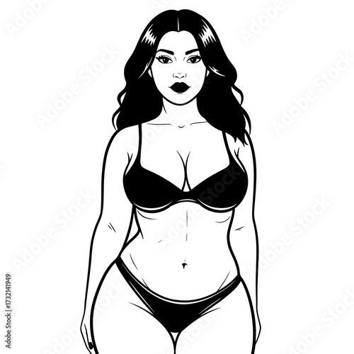 Plus-Size Woman in Lingerie
