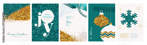 Merry Christmas and Happy New Year. Vector illustration templates for holiday greeting card, background, website and social media banner, marketing material.
