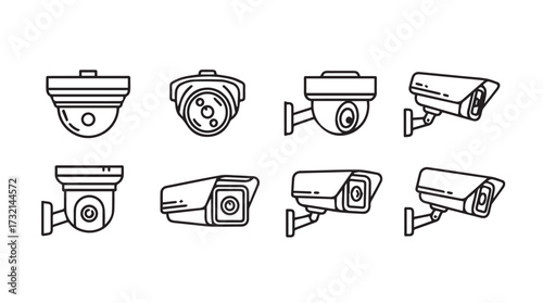 Security camera icons set surveillance technology cctv system collection modern design elements vector