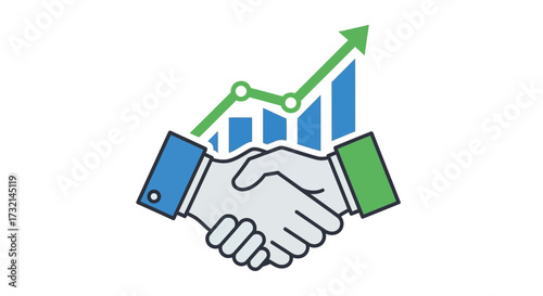 Strategic partnerships enhance business growth represented with handshake and chart