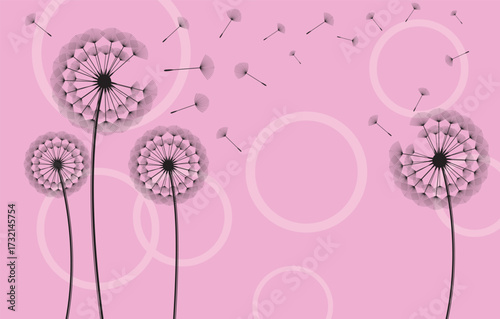 Vector illustration dandelion seed blowing in the wind. Dandelion seed icon. Vector illustration