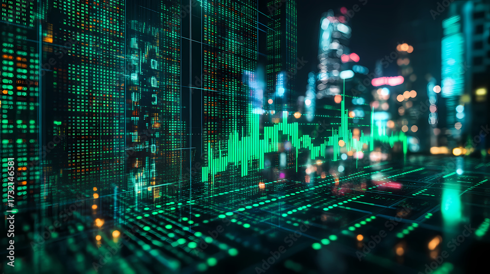 Fototapeta premium Night City Data Visualization