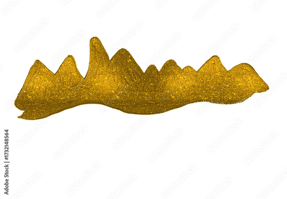 Fototapeta premium Unique hand drawn abstract golden mountain landscape art illustration for commercial use isolated on transparent background Hand Draw