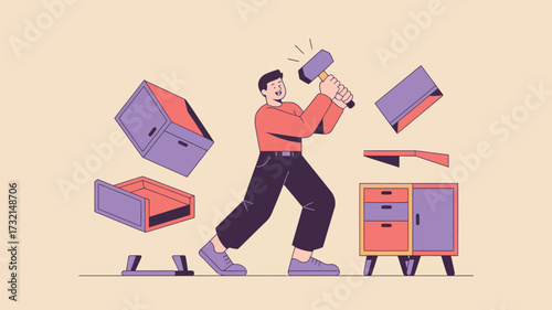 illustration of business man and woman