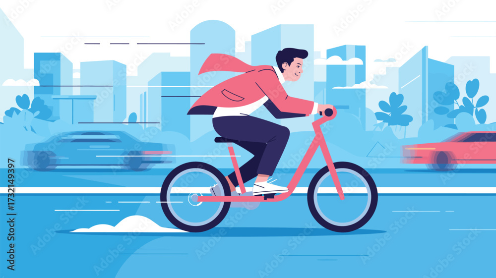 Fototapeta premium girl on bicycle