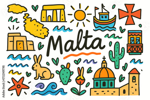 Malta travel, tourism icon set. explore malta with filled travel icons collection