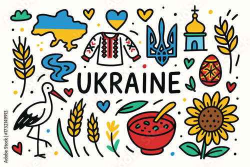 Ukraine culture icon set. traditional, flat style icons celebrating ukrainian heritage.