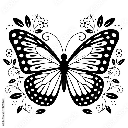 black floral butterfly