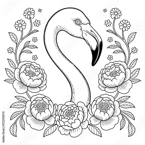 black floral flamingo
