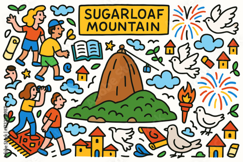 Tourism adventure flat icon set. nature, exploration symbols and travel fun.
