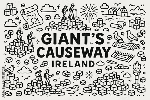 Ireland outline icon set. giant's causeway, exploration, travel icon collection