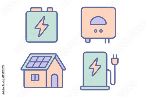 Sustainable energy system featuring solar house, battery storage, and electric vehicle charging station