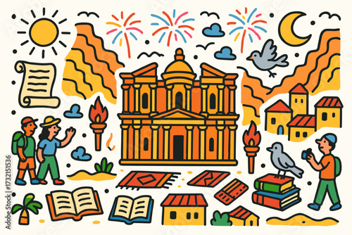 Travel and adventure line icon set: explore, discover, journey icons collection