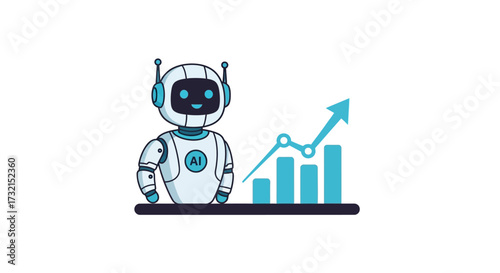 Artificial intelligence boosting business growth visualized in a modern design of robot and graph