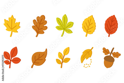 Autumn leaves line icon set. fall foliage, nature, seasonal icons outline collection