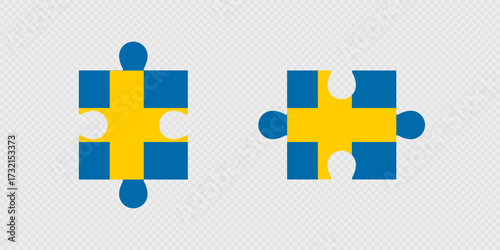 Puzzle Pieces with Sweden Flag.