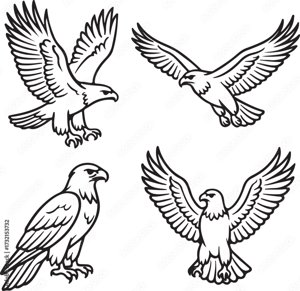 Obraz premium Line art eagles