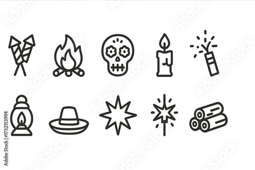 Celebration, festive line icon set. party, holiday outline icons collection