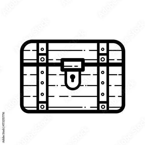 Wooden pirate treasure chest with lock - vector icon