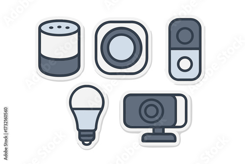Set of smart home devices and internet of things technology icons for modern connected living and automation