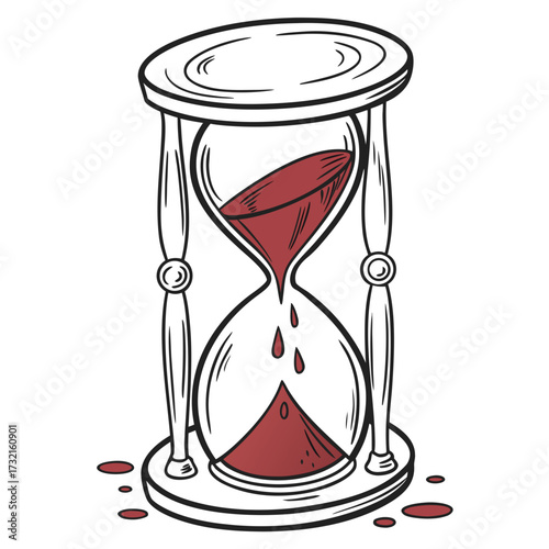 Hourglass with blood dripping, a symbolic depiction of time running out, mortality, or a critical situation needing urgent attention