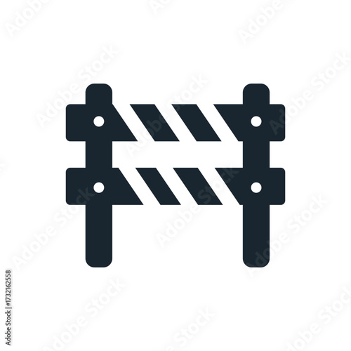 Black Flat Icon Guardrail Construction Warning Barrier