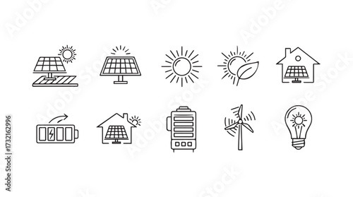 Hand drawn icons representing renewable energy sources and sustainability for a brighter future vector