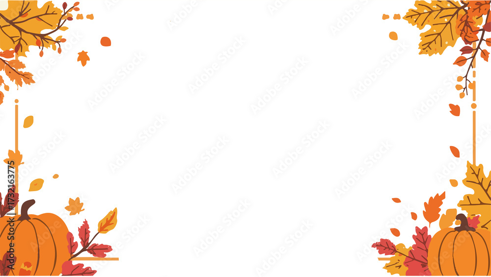 Fototapeta premium Frame Template element featuring the month of October with a simple cartoon style and flat design, incorporating vibrant colors and bold lines With png Transparent 